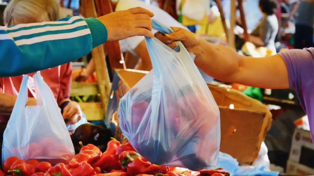 Singe-use plastic bags for shopping